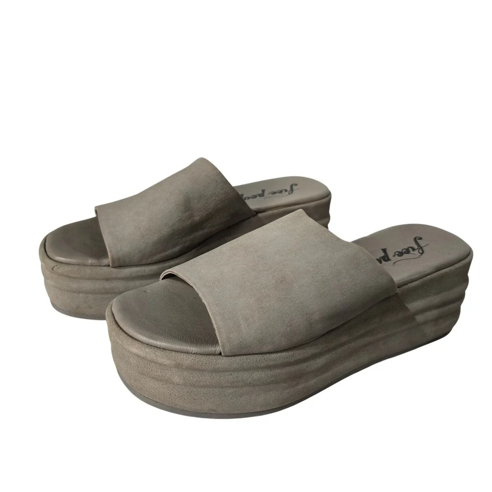 Free People Platform Slides EU 38 US 7.5 Leather Chunky Minimalist Sandals #1590